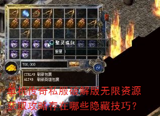 单机传奇私服破解版无限资源获取攻略存在哪些隐藏技巧? 单机传奇私服破解版无限资源获取攻略存在哪些隐藏技巧?