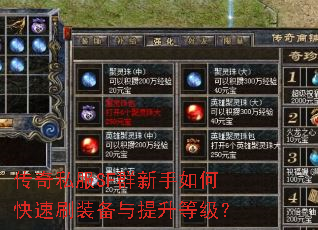 传奇私服SF群新手如何快速刷装备与提升等级? 传奇私服SF群新手如何快速刷装备与提升等级?