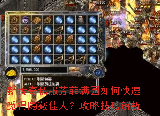 新传奇私服芳菲满园如何快速觅得隐藏佳人?攻略技巧解析 新传奇私服芳菲满园如何快速觅得隐藏佳人?攻略技巧解析