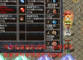 传奇私服终极攻略:如何利用最新资料库快速登顶巅峰? 传奇私服终极攻略:如何利用最新资料库快速登顶巅峰?