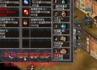 新热血传奇私服如何高效获取顶级装备? 新热血传奇私服如何高效获取顶级装备?